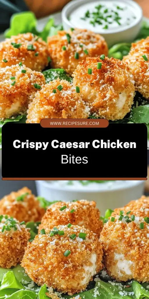 Enjoy a healthier twist on a classic favorite with this deliciously crunchy Caesar Chicken Bites recipe! Perfect for gatherings or a quick snack, these bite-sized delights feature juicy chicken coated in crispy panko and served with a creamy yogurt-based dip. Whip up this easy dish and impress your family and friends! Click through to discover the full recipe and learn how to make these flavorful bites that everyone will love.