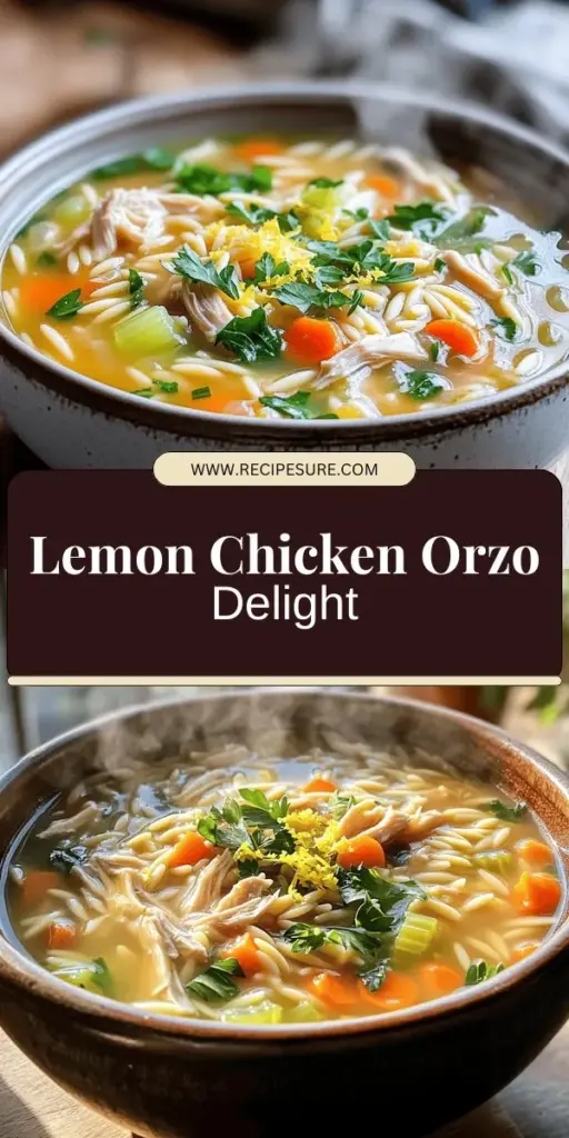 Cozy up with a bowl of Sunny Lemon Chicken Orzo Soup, the perfect comfort food for any occasion! This nutritious soup combines tender chicken, zesty lemon, and comforting orzo pasta, creating a delightful blend of flavors that will warm your soul. Easy to prepare and full of fresh ingredients, it's ideal for family dinners or when you need a little extra comfort. Click through for the full recipe and discover how to make this delicious dish today!