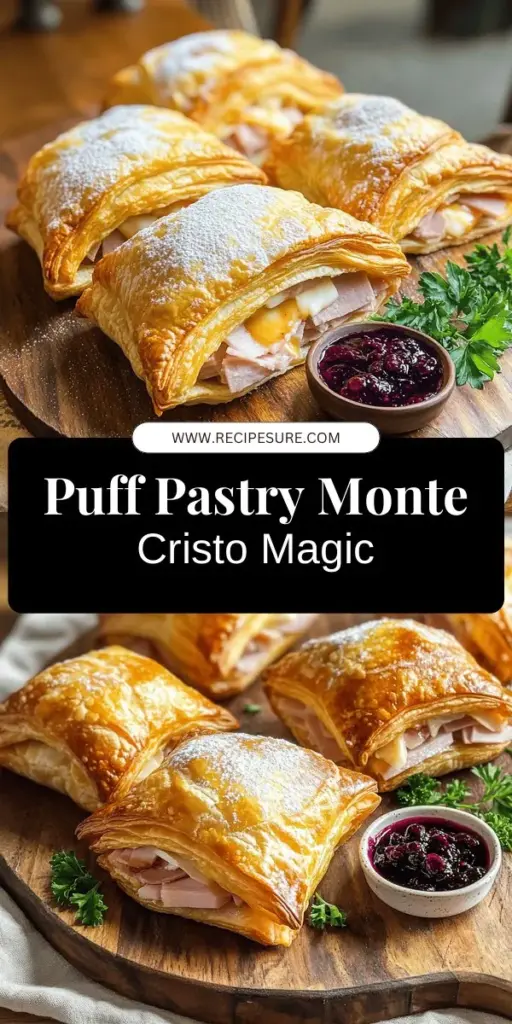Elevate your brunch game with the irresistible Monte Cristo Puff Pastry Delight! This elegant twist on the classic sandwich features layers of ham, turkey, and Swiss cheese wrapped in flaky puff pastry, making it a show-stopping dish for any occasion. Perfect for gatherings, it's easy to prepare and sure to impress. Click through to explore the full recipe and discover tips for creating this delightful treat that will tantalize everyone's taste buds!