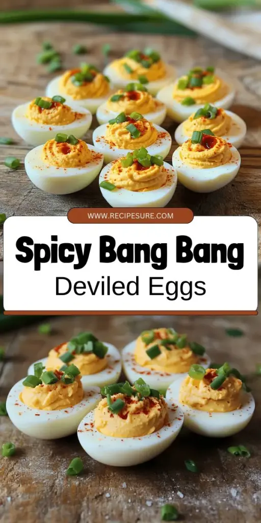 Elevate your appetizer game with Bang Bang Deviled Eggs, a spicy twist on a beloved classic! These mouthwatering deviled eggs blend creamy mayonnaise, zesty Sriracha, and sweet chili sauce to create a flavor-packed treat that will wow your guests. Perfect for gatherings, these easy-to-make deviled eggs are visually striking and simply delicious. Click to explore the recipe and impress your family and friends with this unforgettable dish!
