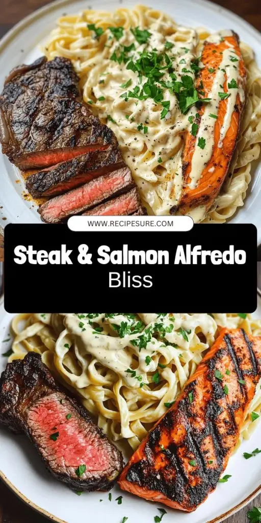 Elevate your dinner game with this mouthwatering Blackened Steak and Salmon Alfredo! This dish combines juicy steak and flaky salmon, coated in rich, homemade Alfredo sauce and served over fettuccine. Learn the art of blackening to create a flavorful crust and master a velvety sauce that will impress your guests. Ready to create a culinary masterpiece? Click through for the full recipe and start your gourmet cooking adventure today!