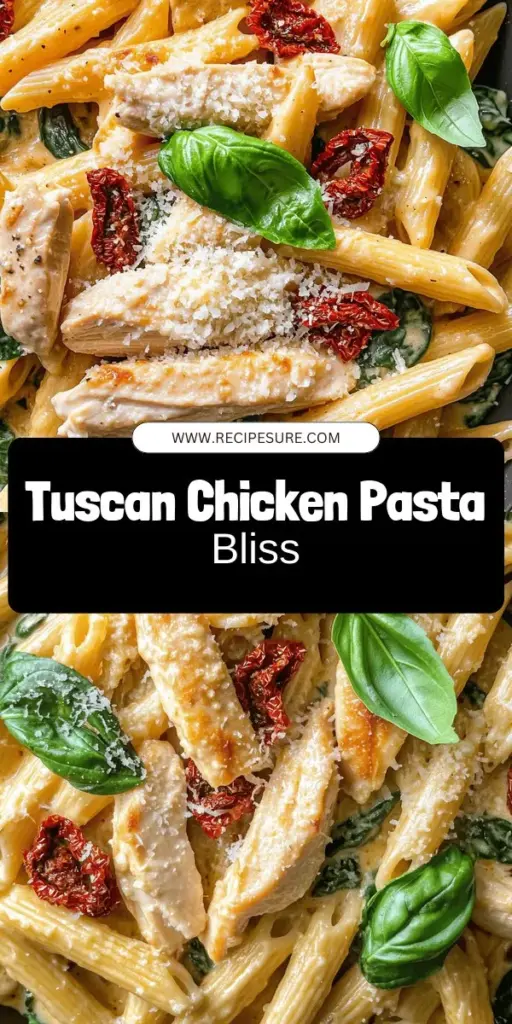 Experience the flavors of Italy with our delicious Tuscan Chicken Pasta recipe! In just 25 minutes, you’ll create a creamy, comforting dish featuring tender chicken, vibrant spinach, and sun-dried tomatoes, all enveloped in a rich sauce. Perfect for cozy dinners or gatherings with friends, this recipe is easy to customize and sure to impress. Click through to explore this mouth-watering recipe and bring a taste of Tuscany to your table!