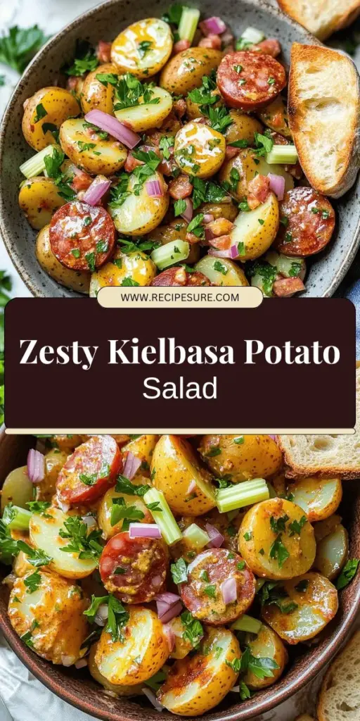 Looking to add a delicious twist to your meal? Try Zesty German Potato Salad with Kielbasa, a flavorful blend of tender potatoes and savory sausage perfect for any occasion. This dish features a tangy mustard dressing infused with fresh herbs, making it both refreshing and satisfying. Easy to prepare and versatile, it can be enjoyed warm or cold. Click through to discover the full recipe and make this crowd-pleaser today!