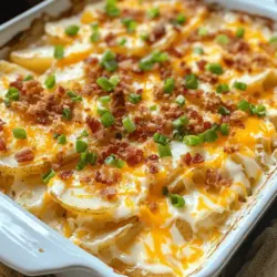 Scalloped potatoes are a quintessential comfort food, beloved by many for their creamy texture and rich flavors. This classic dish has graced dining tables for generations, often taking center stage at family gatherings, potlucks, and holiday feasts. Traditionally made with thinly sliced potatoes baked in a creamy sauce, scalloped potatoes have evolved over time, giving rise to various delicious variations. One of the most enticing adaptations is loaded scalloped potatoes, which take this already comforting dish to new heights by incorporating savory ingredients like crispy bacon and gooey cheese.