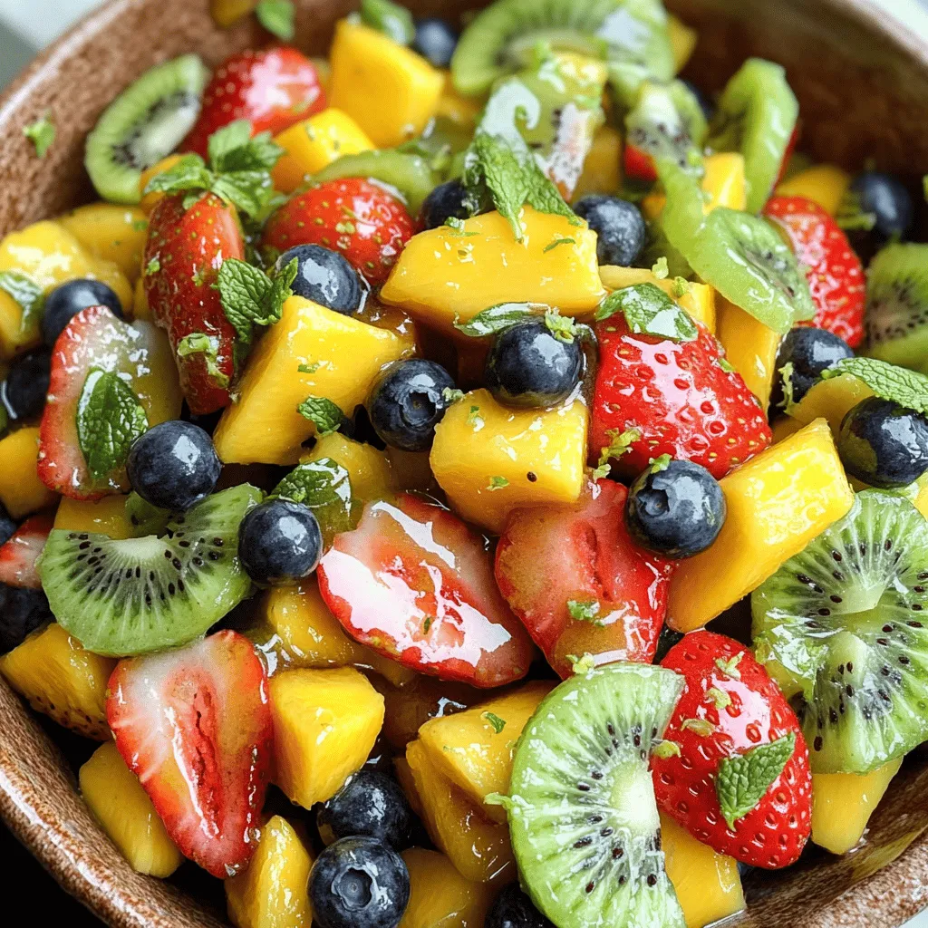 To make a rainbow fruit salad, start by choosing colorful fruits. You can include strawberries, blueberries, green grapes, kiwi, pineapple, and mango. These fruits create a vibrant mix that looks great and tastes fresh. Each fruit adds its color and flavor, making your dish stunning and delicious.