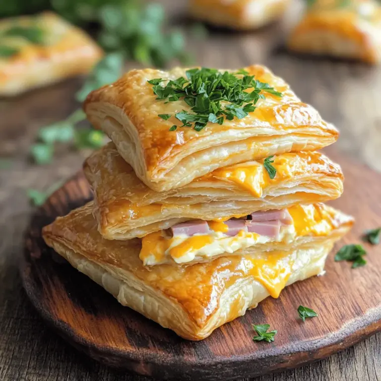 To make crispy ham and cheese puff pastry stacks, you need a few key ingredients. First, grab one package of puff pastry, which usually has two sheets. This is the base of our dish. You also need 200 grams of sliced ham. This gives the stacks their savory flavor.