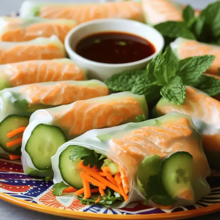 To make fresh Vietnamese spring rolls, you need several key ingredients. The main star is the salmon. You can use 200g of fresh salmon fillet. Cut it into thin strips for easy rolling. The rice paper sheets are also crucial. You need 8 sheets to wrap your fillings.