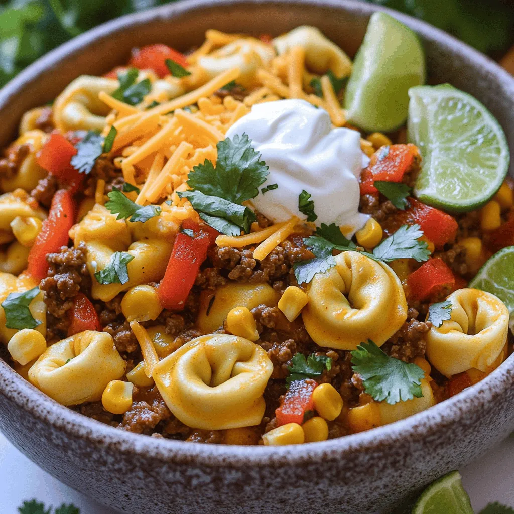 To make Taco Tortellini, you need several key ingredients. First, you need cheese tortellini. You can use fresh or frozen tortellini. Next, choose a protein: ground beef or turkey works well.