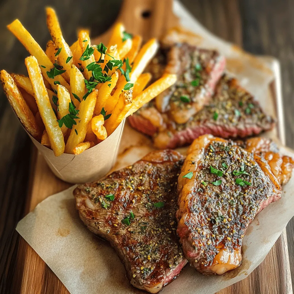 The steak frites recipe shines with two main parts: the steak and the fries. Each part needs care for the best taste.