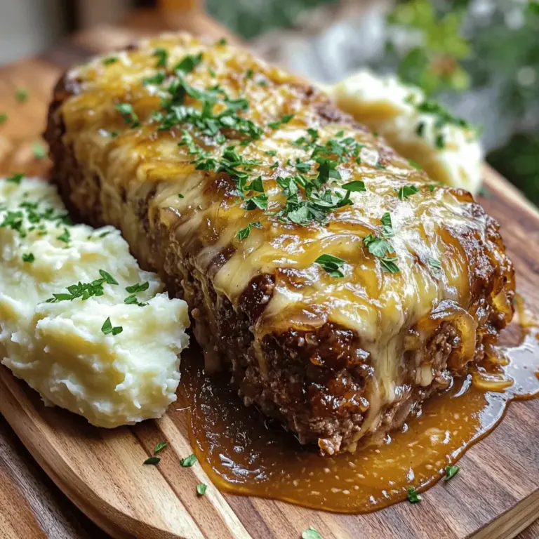 French Onion Meatloaf has a few key ingredients that make it special. You need 1.5 pounds of ground beef. This is the base of the meatloaf. I find that beef gives it a rich flavor.