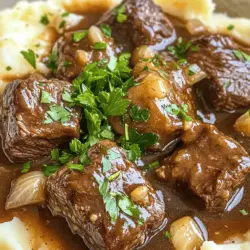 Beef tips with gravy are small pieces of tender beef cooked in a rich sauce. This dish is a comfort food favorite for many. It warms you up and satisfies your hunger. The savory flavor and tender texture make it special.