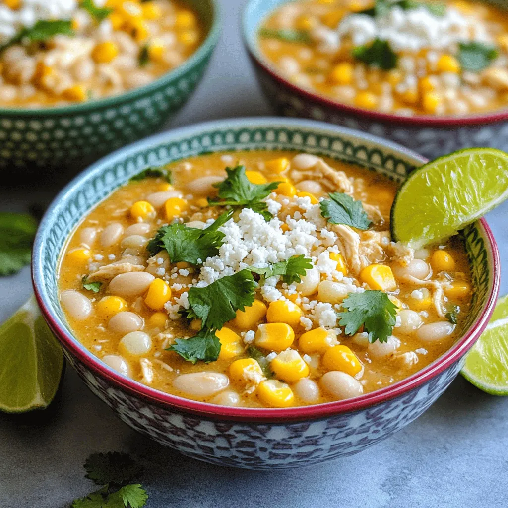 This chili is rich and creamy, inspired by Mexican street corn. To make it, you need a few main ingredients.