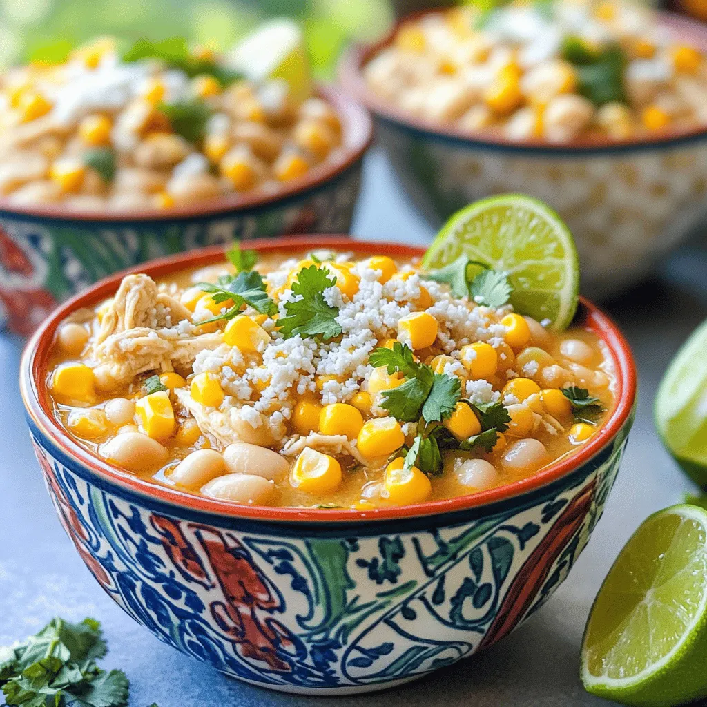 This chili is rich and creamy, inspired by Mexican street corn. To make it, you need a few main ingredients.