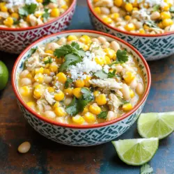 This chili is rich and creamy, inspired by Mexican street corn. To make it, you need a few main ingredients.