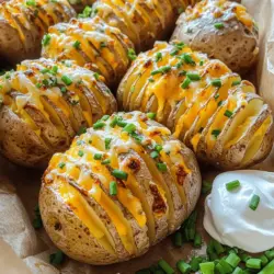 Hasselback potatoes are a treat for the eyes and the taste buds. They are whole potatoes, sliced thinly but not all the way through. This method lets the heat and flavors seep in. The result? Crispy edges and soft, fluffy centers that soak up all the goodness.