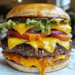 When making a double cheesy smash burger, the right ingredients matter a lot. First, I recommend using an 80/20 blend of ground beef. This mix has the right fat content. It gives flavor and keeps the burger juicy. You want to use about 1 pound for four burgers.