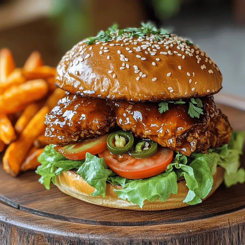 To make the best sticky crispy kipburger, start with the right ingredients. You will need 500g of chicken thigh fillets, some buttermilk, and spices. For the crispy coating, grab all-purpose flour and panko breadcrumbs. Finally, make your sticky sauce with honey, soy sauce, garlic, and ginger.