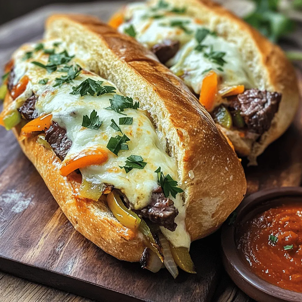 To make the best Philly cheesesteak cheesy bread, you need a few key ingredients. First, you want a large ciabatta loaf. This bread gives a nice crust and soft inside. Next, use one pound of ribeye steak, thinly sliced. Ribeye has great flavor and tenderness.