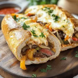 To make the best Philly cheesesteak cheesy bread, you need a few key ingredients. First, you want a large ciabatta loaf. This bread gives a nice crust and soft inside. Next, use one pound of ribeye steak, thinly sliced. Ribeye has great flavor and tenderness.