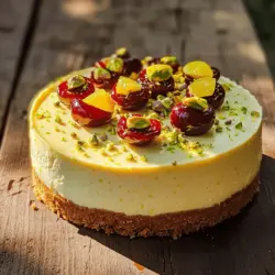 To create a delicious lemon-lime cherry pistachio cheesecake, gather the right cheesecake ingredients. This recipe uses simple items that blend well together.