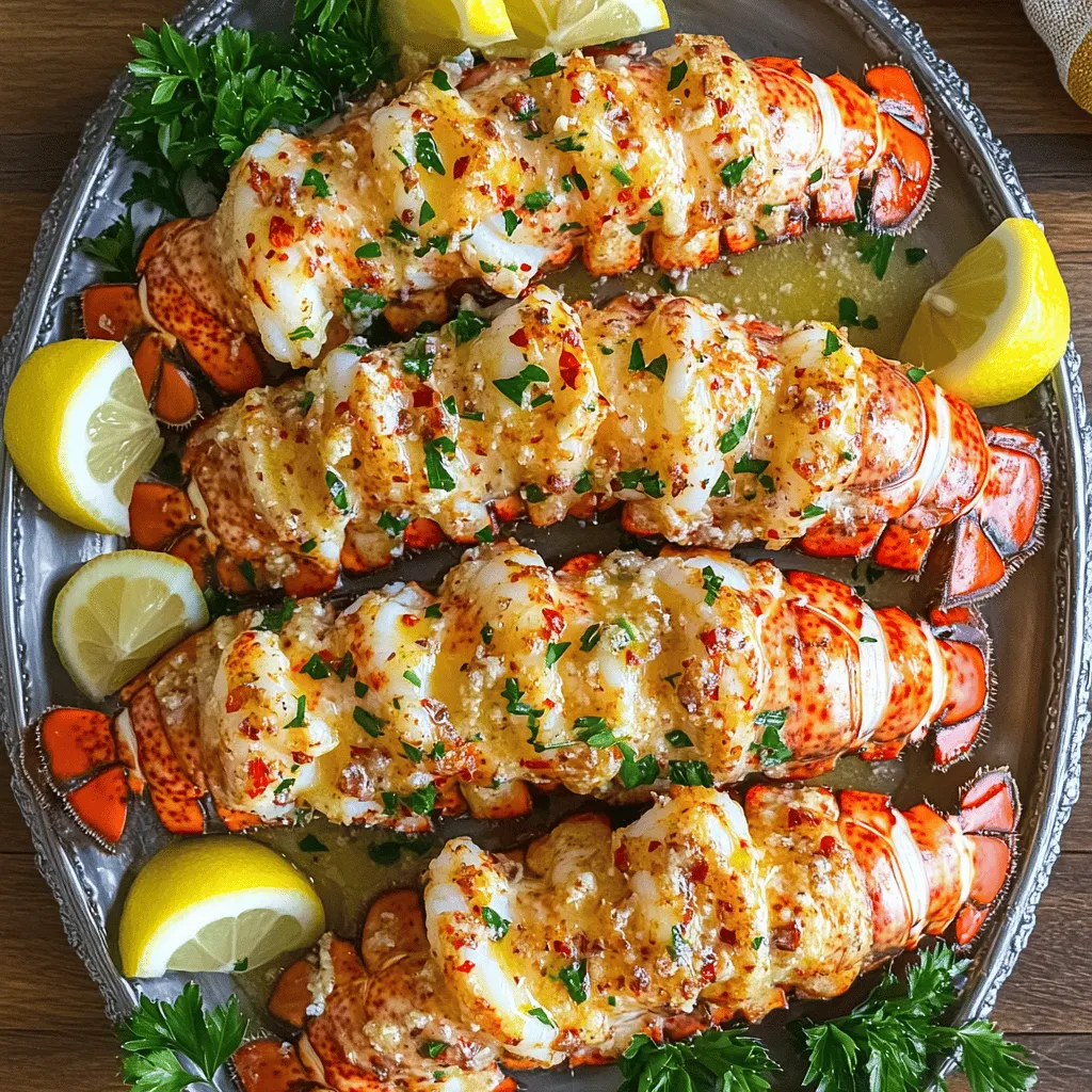 The garlic butter lobster tail recipe needs simple yet fresh ingredients. You will need four lobster tails, which are the star of the dish. Look for tails that are firm and have a nice color. They should smell like the sea, not fishy.