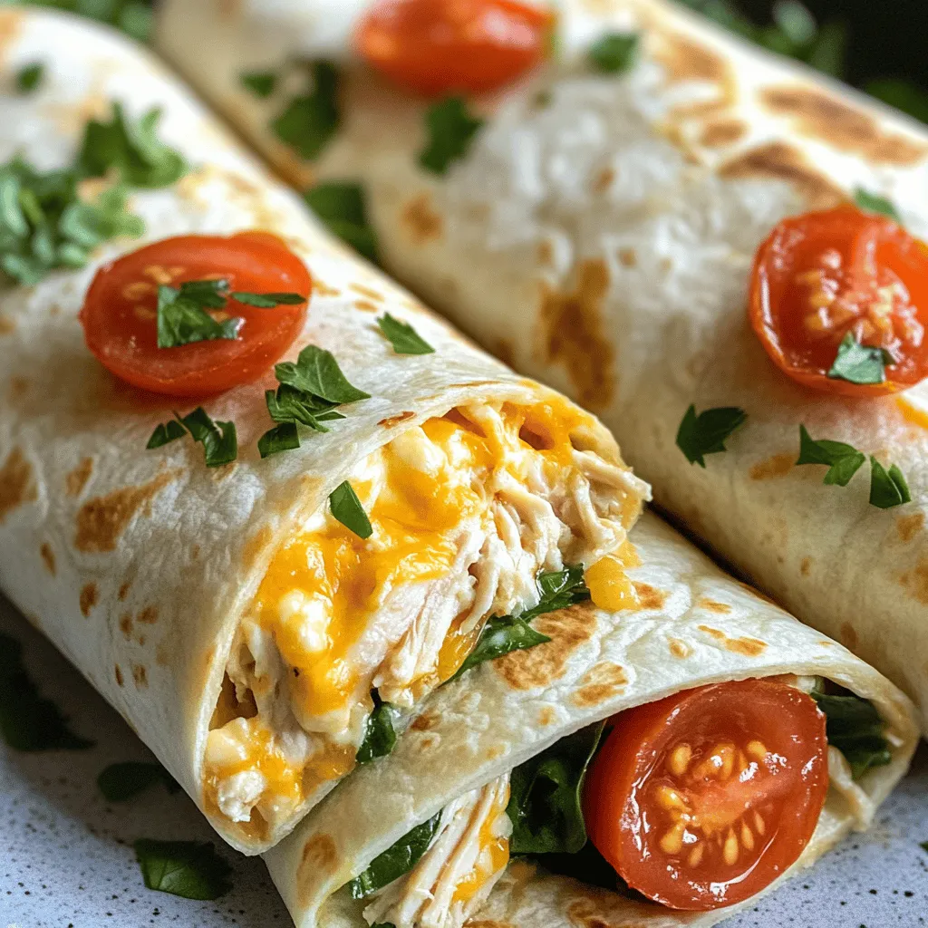 To make cheesy garlic chicken wraps, you need some key ingredients. First, use cooked chicken. I love rotisserie chicken for its ease and taste. You can also use grilled chicken. Next, go for mozzarella cheese. It melts beautifully and adds the right flavor. Cream cheese helps bind everything together and gives a rich taste.