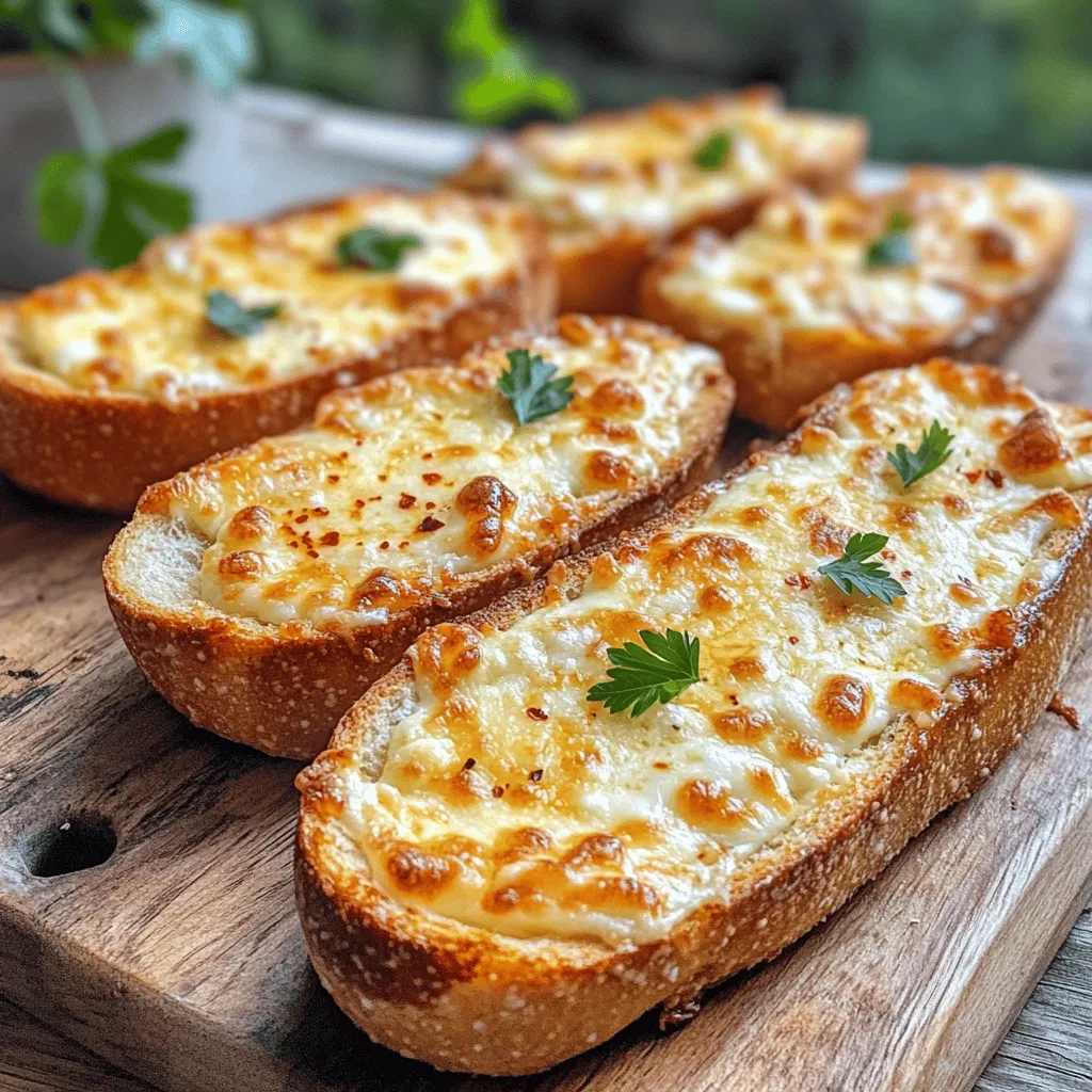 To make cheesy garlic bread, you need simple but tasty garlic bread ingredients. Start with a large French baguette. This bread is perfect; it has a nice crust and soft inside.