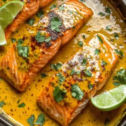 The coconut curry salmon recipe relies on simple, fresh ingredients. Each one plays a big role in flavor and texture.