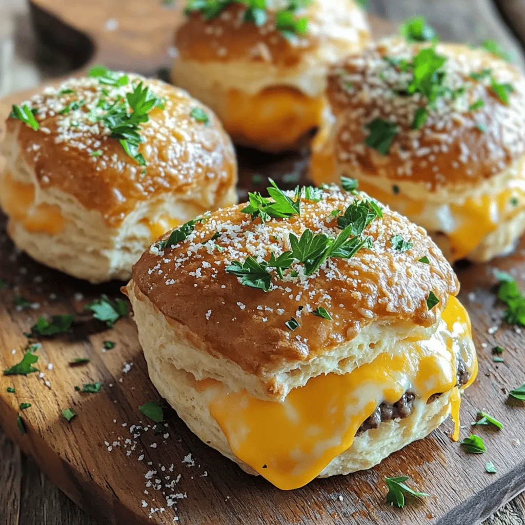 Easy garlic parmesan cheeseburger bombs are a fun snack. They blend classic burger flavors with cheesy goodness. This cheeseburger bomb recipe is perfect for quick meals or easy appetizers. These bombs are small, tasty bites that you can eat with your hands. They are made using ground beef and savory garlic parmesan flavors.