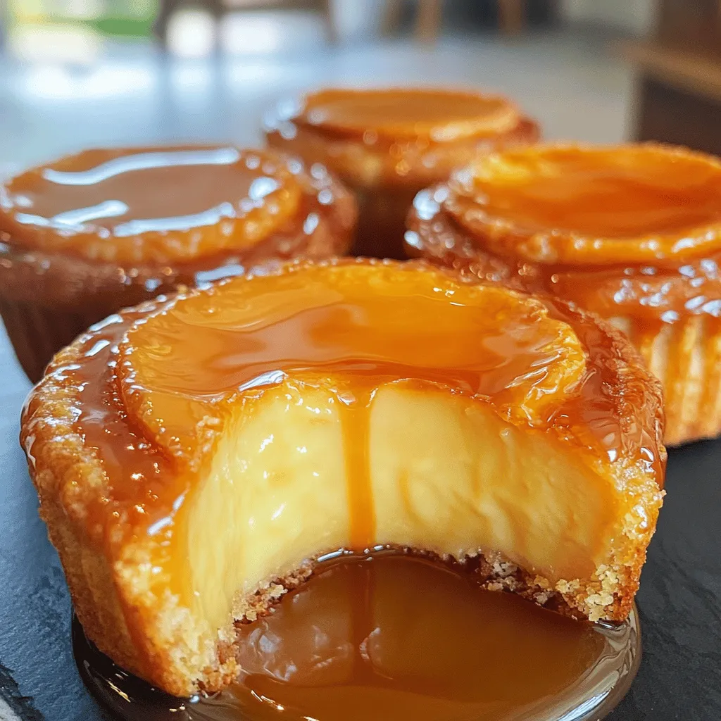 Caramel flan muffins are a delightful mix of two beloved desserts. They combine rich flan with soft, airy muffins. These treats have a creamy center and a sweet caramel top. The texture is smooth, while the flavor is sweet and buttery.