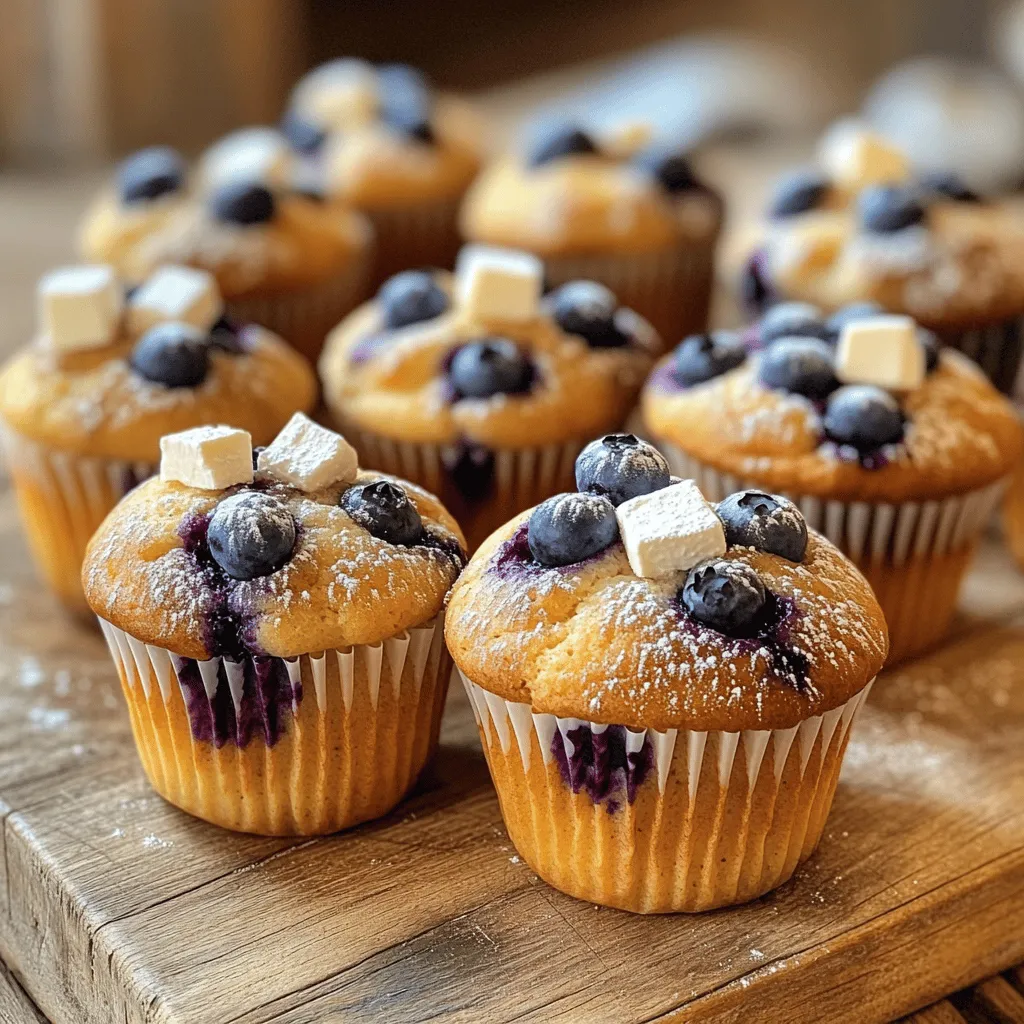 The key ingredients for blueberry cream cheese muffins include flour, sugar, and blueberries. You also need baking powder, baking soda, and salt. These help the muffins rise and stay fluffy. The cream cheese filling makes these muffins special.