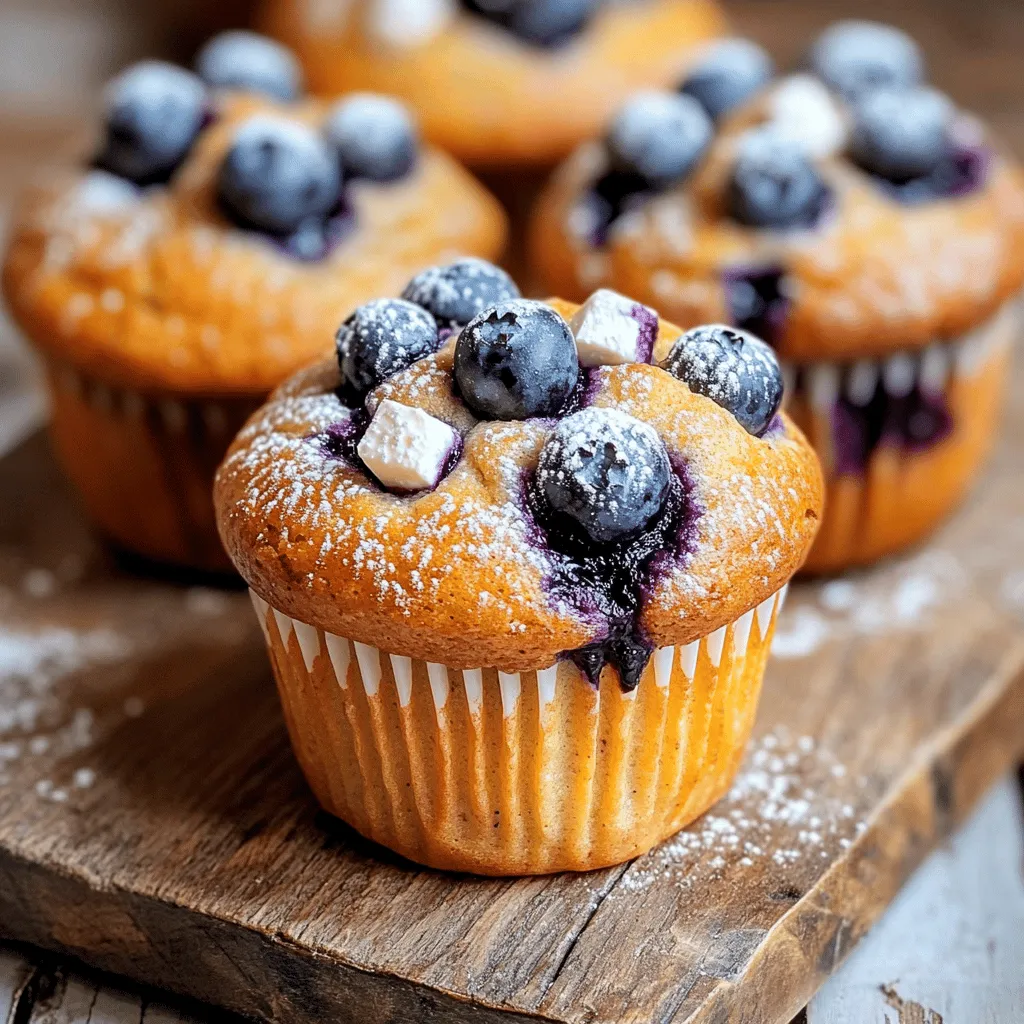 The key ingredients for blueberry cream cheese muffins include flour, sugar, and blueberries. You also need baking powder, baking soda, and salt. These help the muffins rise and stay fluffy. The cream cheese filling makes these muffins special.