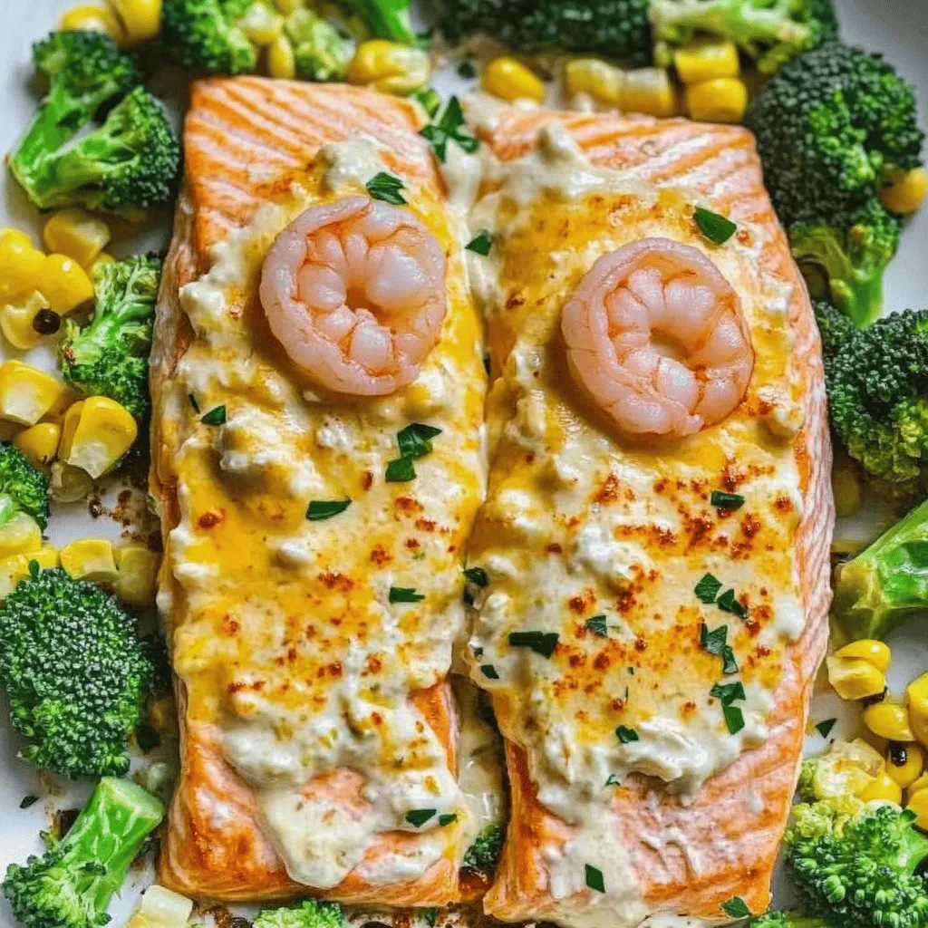 Salmon and shrimp are the stars of this dish. They give it flavor and richness.