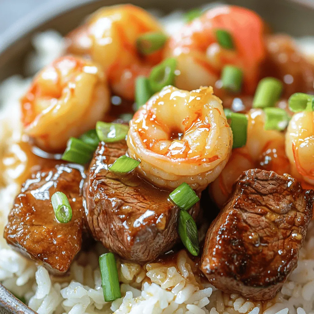 To make savory steak bites and shrimp, you need fresh, quality ingredients. This dish shines with just a few key components.