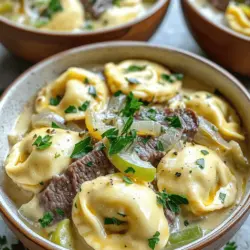 To make savory cheesesteak tortellini, you need some key ingredients. First, choose cheese tortellini, either store-bought or homemade. The cheese tortellini adds a rich flavor and a fun texture. You can find it easily at grocery stores.