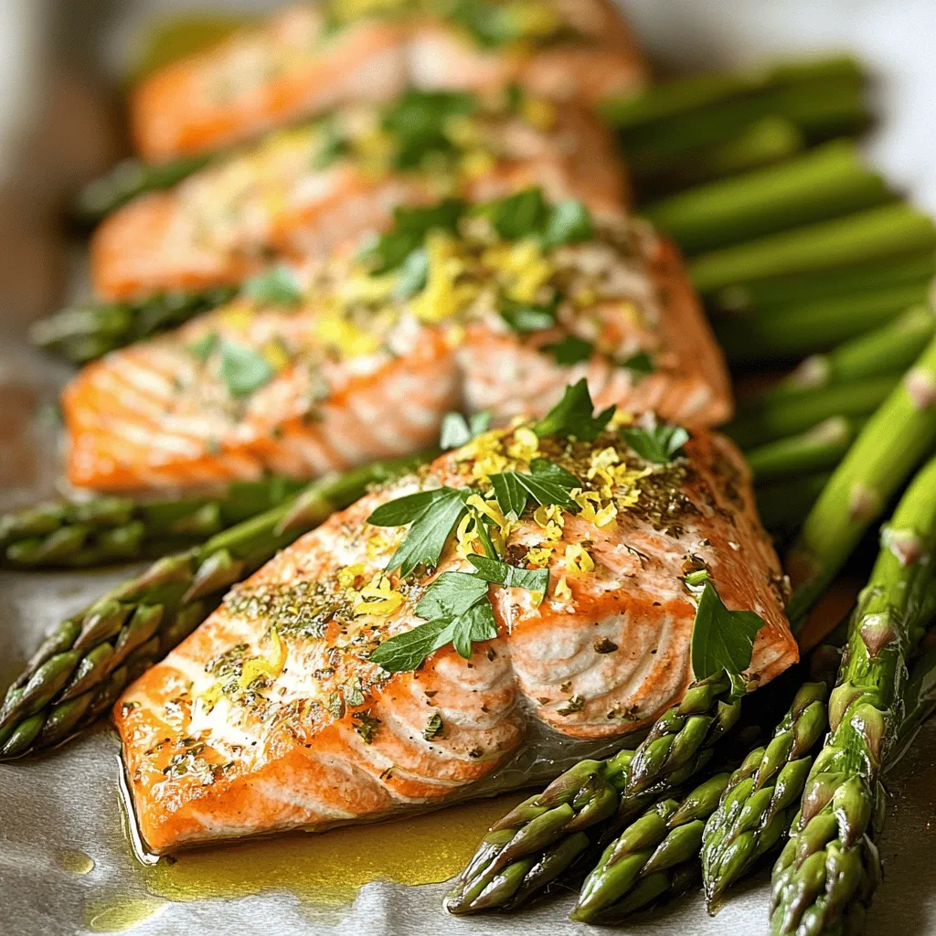 To make a baked salmon recipe, you need fresh ingredients. Start with four salmon fillets, each about six ounces. You will also need one pound of fresh asparagus. This veggie adds color and crunch to the meal.