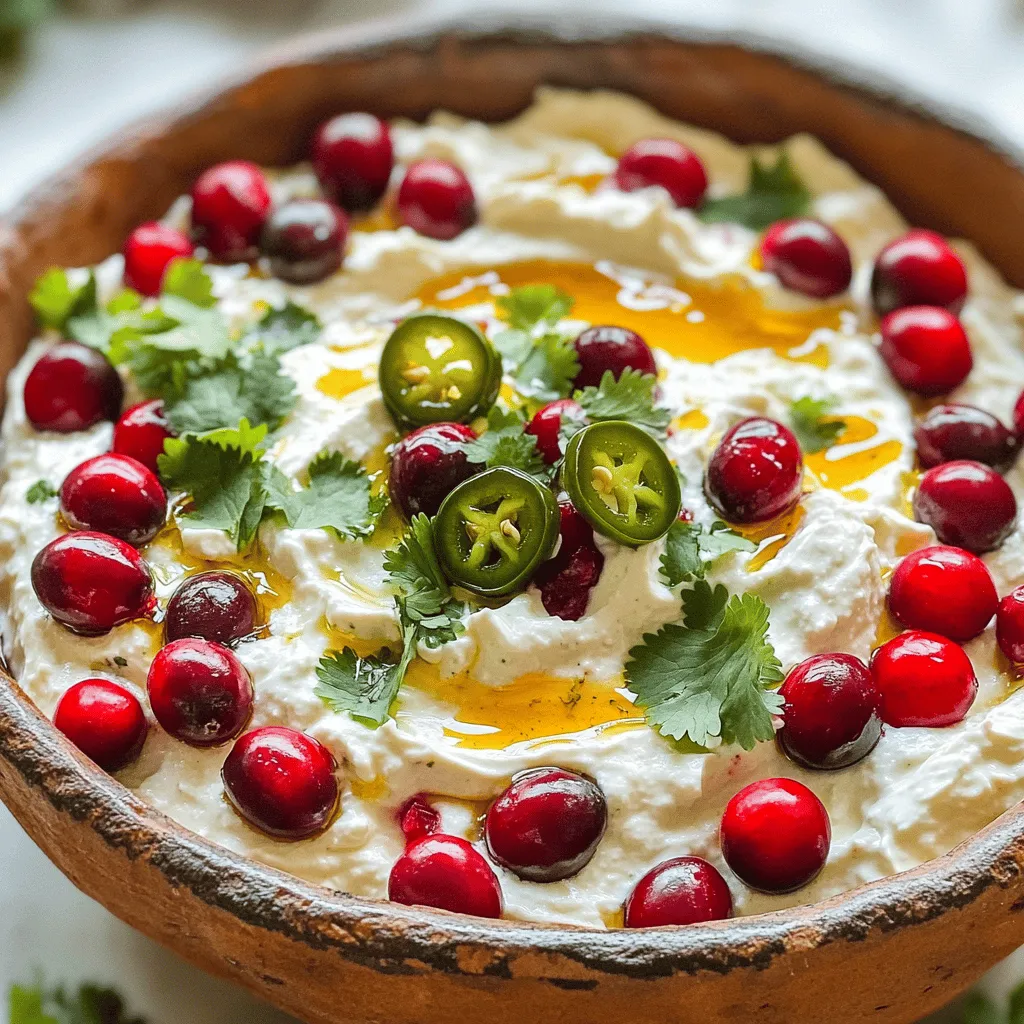 The key ingredients for a great Cranberry Jalapeño Dip start with fresh cranberries. They give the dip a tart and bright flavor. You also need one small jalapeño. Removing the seeds makes it less spicy, so you can adjust the heat to your taste.