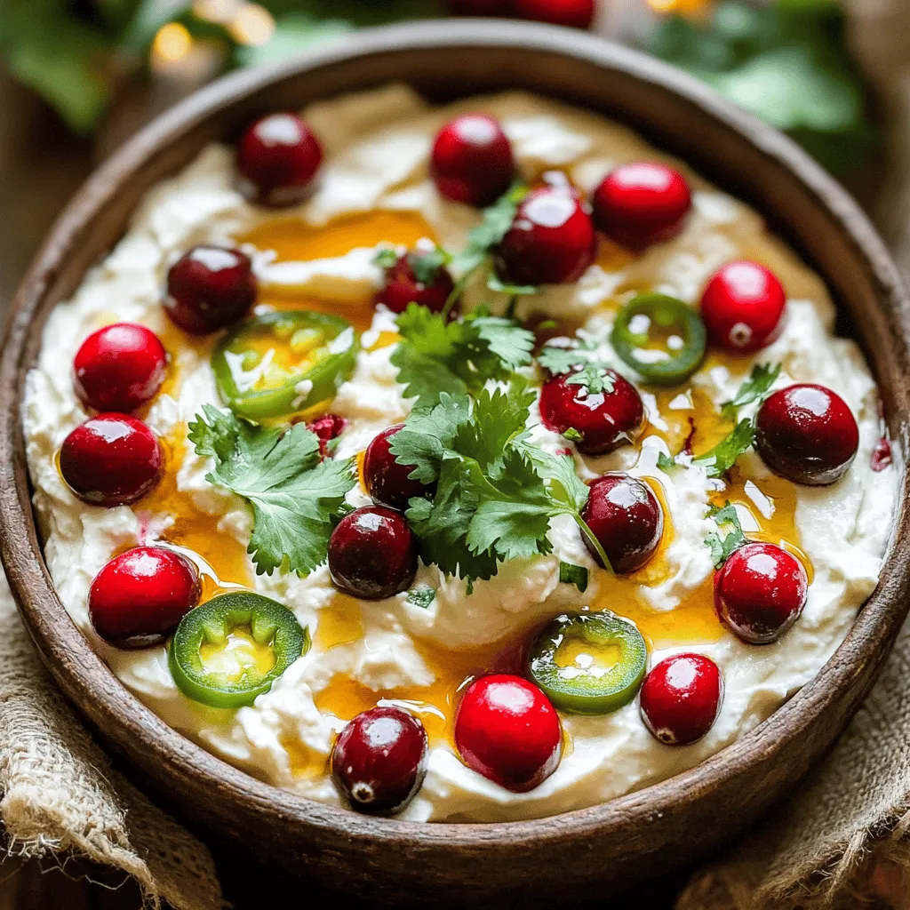 The key ingredients for a great Cranberry Jalapeño Dip start with fresh cranberries. They give the dip a tart and bright flavor. You also need one small jalapeño. Removing the seeds makes it less spicy, so you can adjust the heat to your taste.