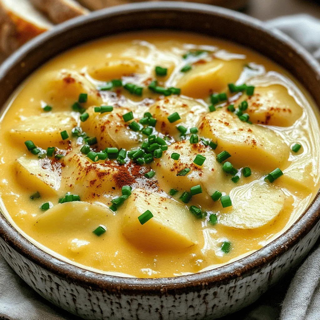 For a rich and creamy potato soup, you need simple ingredients. The key base is Yukon gold potatoes. They give the soup a nice texture and flavor. You will also use onion and garlic for a fragrant base.