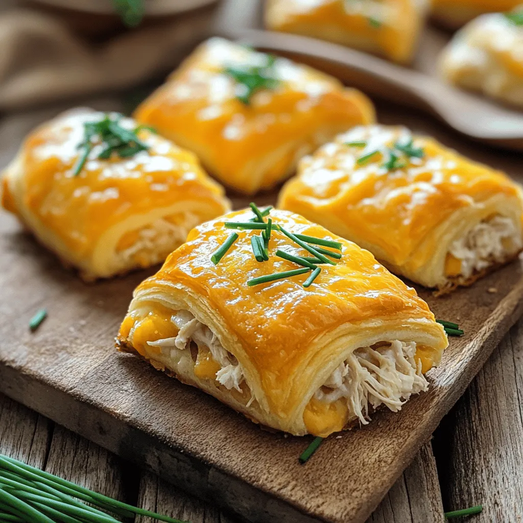 Cheesy chicken crescent rolls are a tasty dish made with chicken and cheese wrapped in flaky dough. Kids and adults love them. They are easy to make and perfect for any meal. These rolls fit into many categories, like cheesy appetizers and easy weeknight dinners.