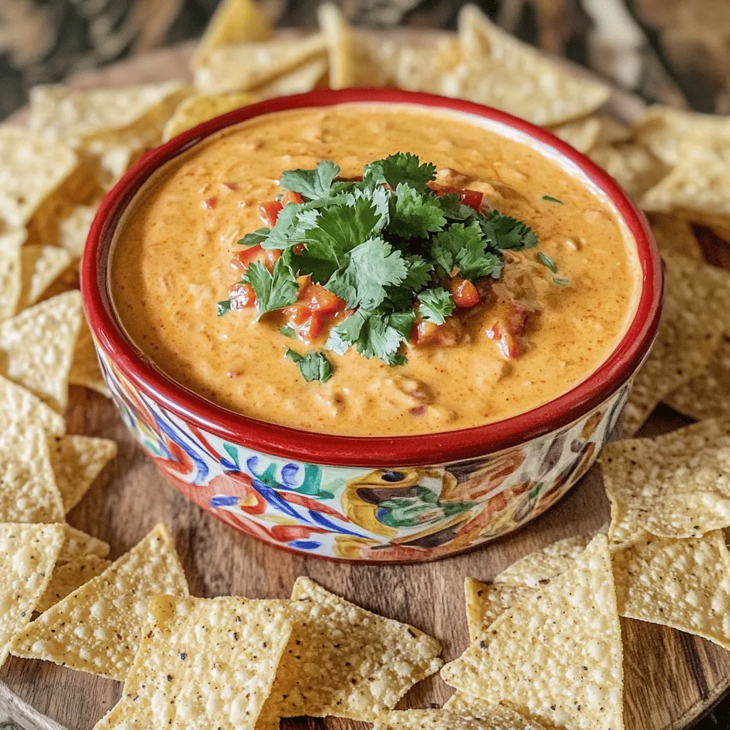 Chili queso dip shines thanks to its simple yet bold ingredients. First, Velveeta cheese is a must. It melts smoothly and gives a creamy base. Next, I add heavy cream. This adds richness and keeps the dip silky.