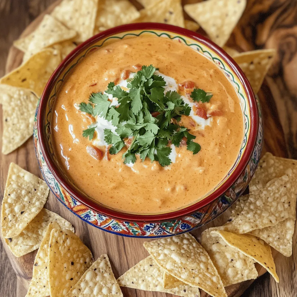 Chili queso dip shines thanks to its simple yet bold ingredients. First, Velveeta cheese is a must. It melts smoothly and gives a creamy base. Next, I add heavy cream. This adds richness and keeps the dip silky.