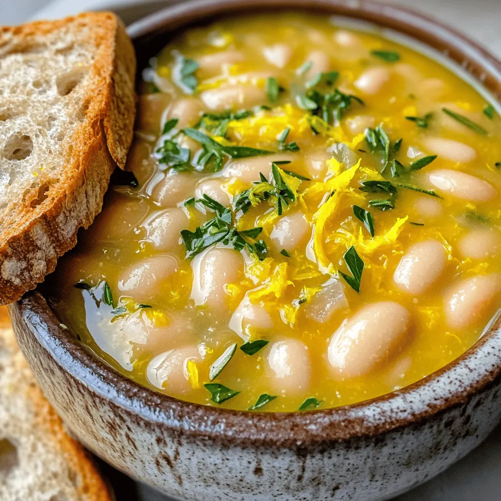 The Lemon Rosemary White Bean Soup recipe shines because of its simple, fresh ingredients. The main star is the white beans. I love using cannellini or navy beans for their creamy texture. They give the soup a hearty feel.