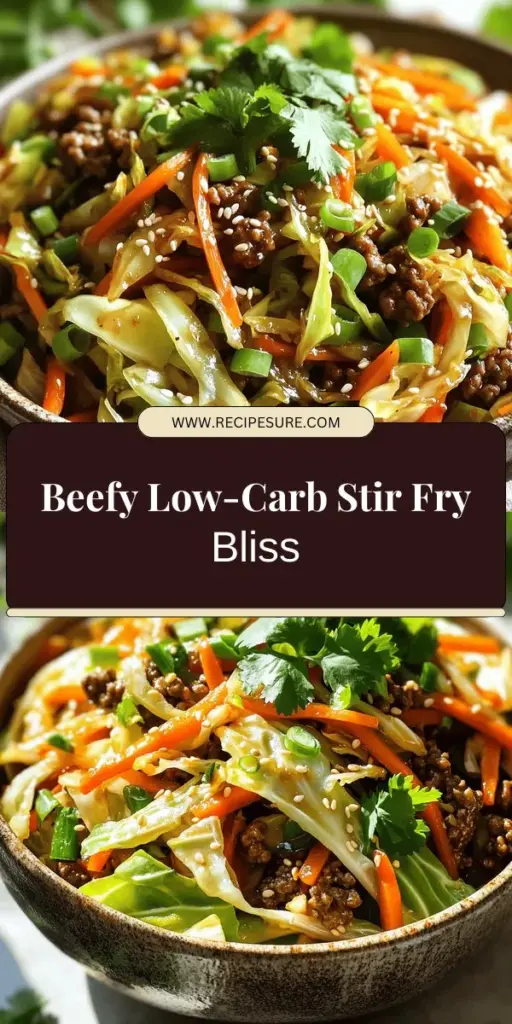 Looking for a quick, delicious meal that fits your low-carb lifestyle? Try my Low-Carb Cabbage and Beef Stir Fry! This flavorful dish features fresh cabbage, juicy beef, and nutritious vegetables, making it a perfect choice for dinner. It's easy to whip up and even easier to customize! Click through to discover the full recipe and enjoy a healthy meal your family will love. Get cooking and savor every bite!