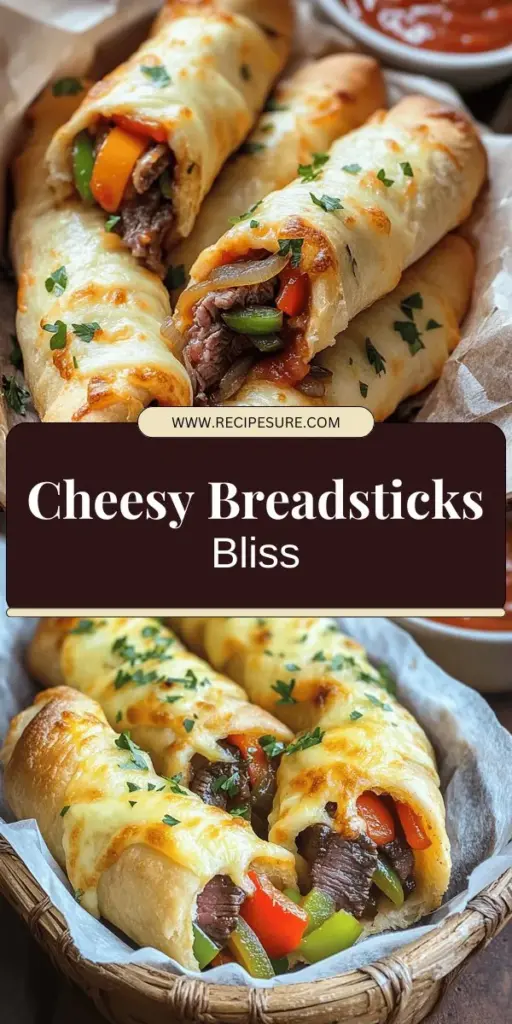 Craving a delicious snack? Try making Philly Cheesesteak Stuffed Cheesy Breadsticks! These warm, cheesy bites are perfect for game nights or family dinners and are easy to customize with your favorite ingredients. Follow this simple recipe to impress everyone with your culinary skills. Dive into the savory flavors and enjoy every bite! Click through to explore the full recipe and make your own delicious cheesy breadsticks today.