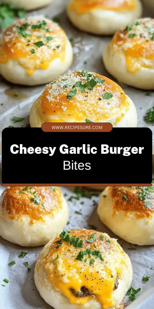 Satisfy your snack cravings with Garlic Parmesan Cheeseburger Bombs! This easy appetizer combines savory ground beef, gooey cheese, and rich garlic, all wrapped in soft pizza dough. Perfect for game days, parties, or family meals, these mouthwatering bites are sure to impress your guests. Learn how to make this crowd-pleaser with simple ingredients and steps. Click through for the full recipe and enjoy a burst of flavor with every bite!