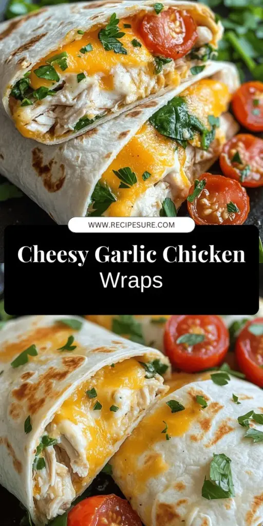 Looking for a quick and delicious meal? Try these Cheesy Garlic Chicken Wraps! This simple recipe features juicy chicken, creamy cheeses, and fresh veggies, all wrapped in a soft tortilla for a satisfying bite. Perfect for busy nights, these wraps are easy to make and customizable to suit your tastes. Delight your family with this flavorful dish! Click to explore the full recipe and get cooking today!