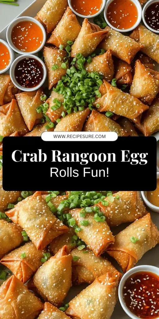 Impress your guests with delicious Crab Rangoon Egg Rolls, the ultimate party snack! These crispy, flavorful treats combine the classic crab rangoon filling with a fun twist. From cooking tips to creative variations, this guide covers everything you need to make the perfect egg rolls. Whether you're frying, baking, or air frying, discover the best techniques and dipping sauces to elevate your snacks. Click through to explore the full recipe and bring this tasty treat to your next gathering!