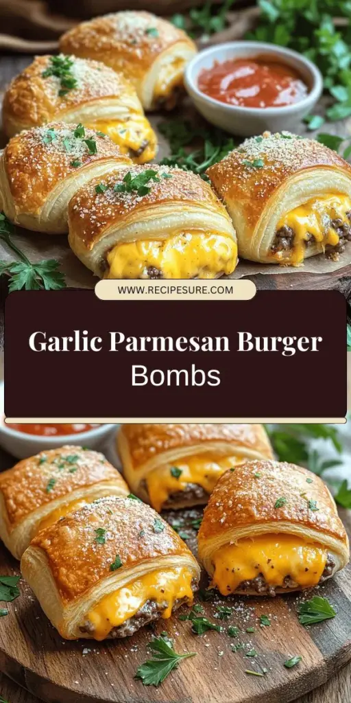 Looking for a new crowd-pleaser? Discover how to make mouthwatering Garlic Parmesan Cheeseburger Bombs that will elevate your snack game! With a flaky crescent roll dough filled with a savory mix of ground beef, cheddar, and cream cheese, these bites are perfect for parties or a cozy night in. Follow my easy recipe and tips for delicious results. Click through now to explore these irresistible treats and impress your guests!