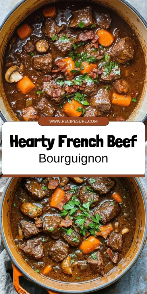 Discover the rich and savory world of French Beef Bourguignon, a flavorful and hearty stew perfect for any occasion. This classic recipe unveils the best cuts of beef, essential vegetables, and aromatic herbs to create a dish that warms the heart. Whether you're a beginner or an experienced cook, you'll find tips to make the perfect Bourguignon. Ready to impress your family and friends? Click through for the full recipe and start your culinary adventure today!